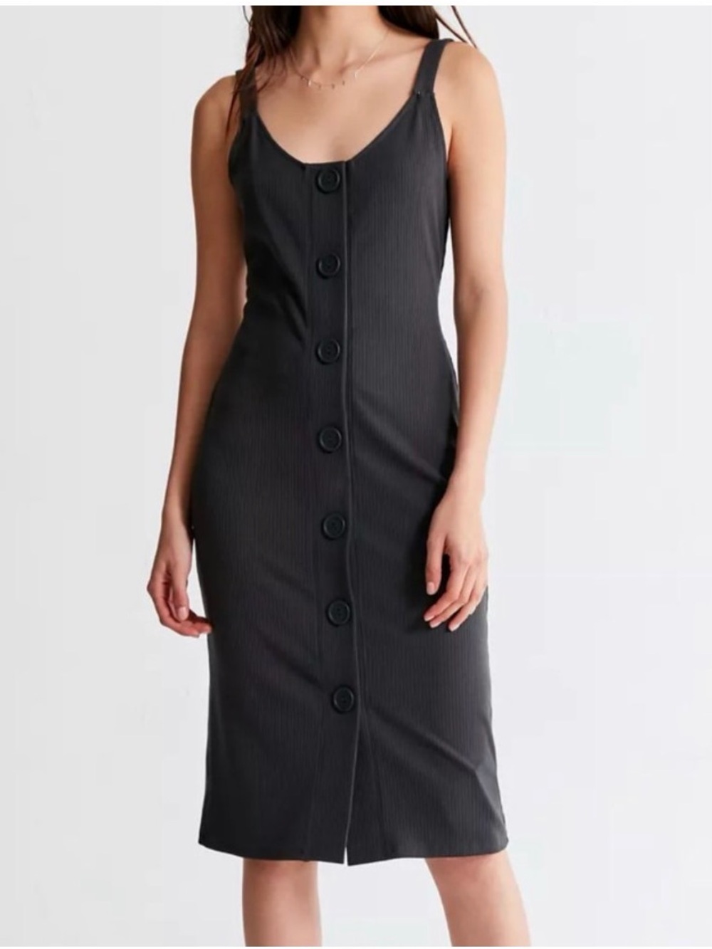 Urban Outfitters Ribbed Knit Button-Down Midi Dress Size Small